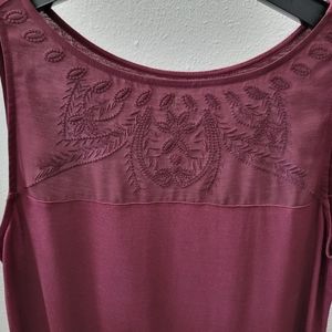 Loft Maroon embroidered top